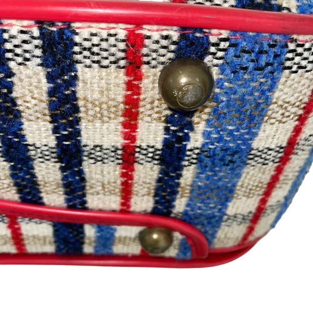 Vintage Womens Suitcase Multicolor Mcm Plaid With Lock and Keys - Picture 5 of 10